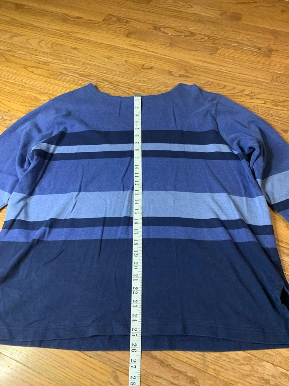 Jones New York Sport Blue Striped Cotton Top - 3X Plus Size - Picture 4 of 6